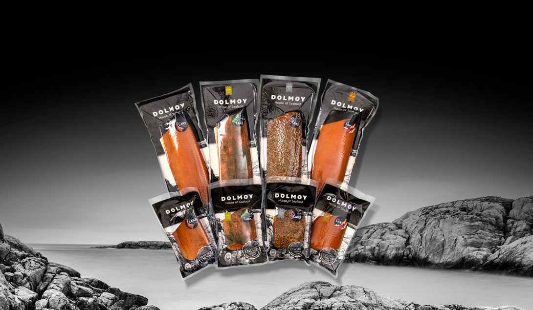 dronebilde av anlegget til Domøy House of Seafood